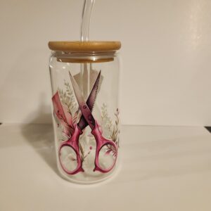 Sewing Scissors 16oz glass cup